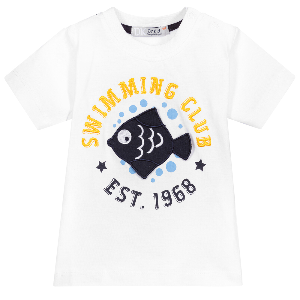 Dr. Kid - Baby Boys White Cotton T-Shirt | Childrensalon