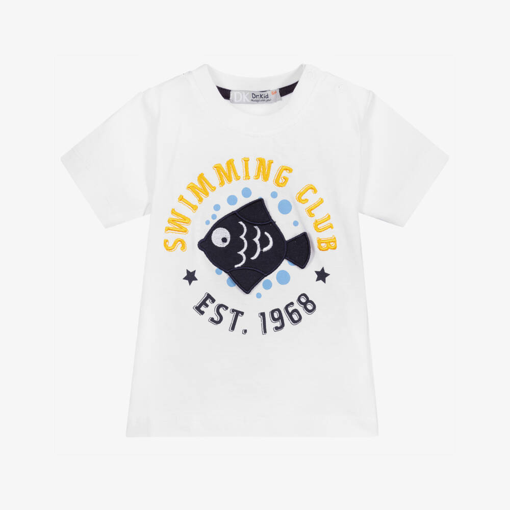 Dr. Kid-Baby Boys White Cotton T-Shirt | Childrensalon Outlet