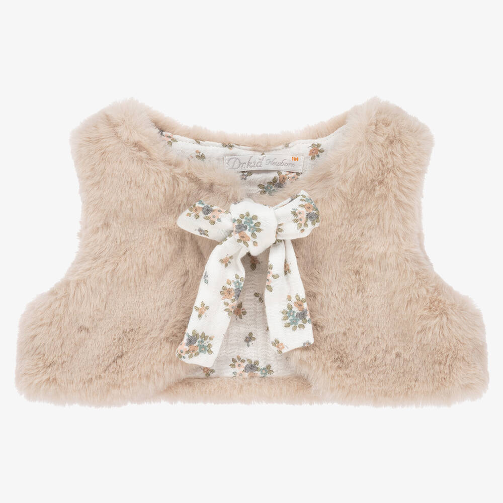 Dr. Kid Gilet beige duveteux bebe fille Childrensalon Outlet