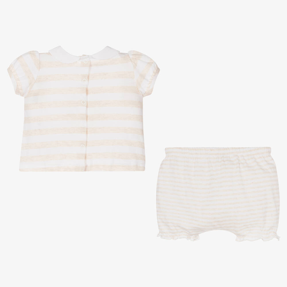 Dr. Kid-طقم شورت قطن لون بيج وعاجي للمولودات | Childrensalon Outlet