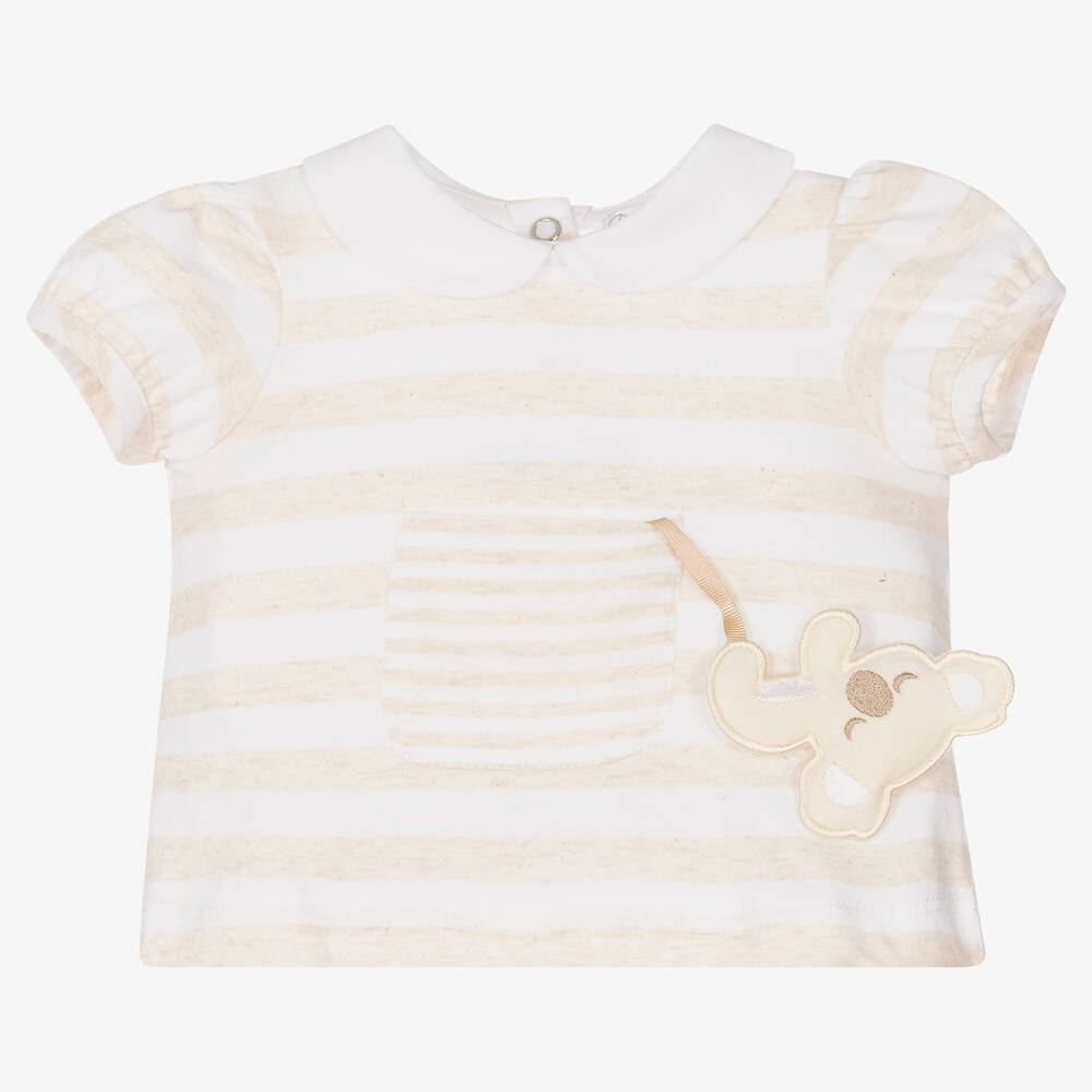 Dr. Kid-طقم شورت قطن لون بيج وعاجي للمولودات | Childrensalon Outlet