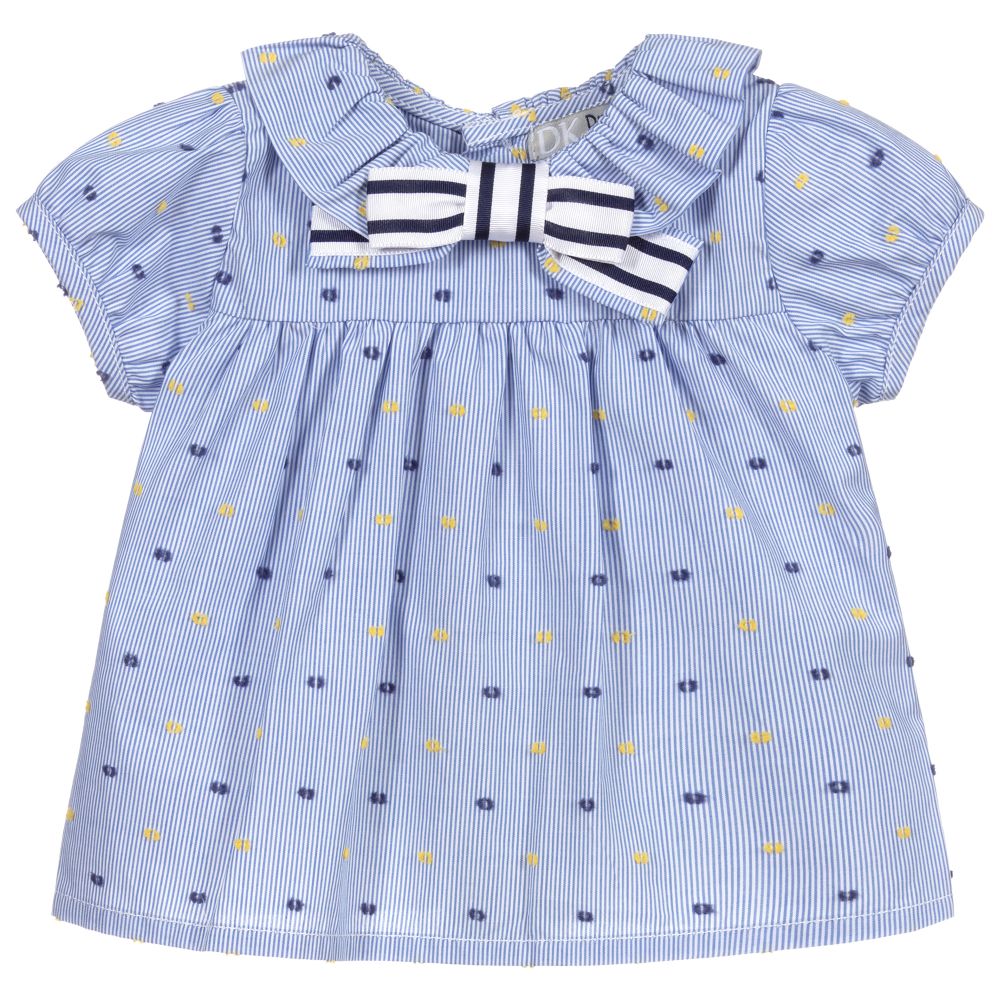 Dr. Kid - Baby Girls Blue Cotton Blouse | Childrensalon