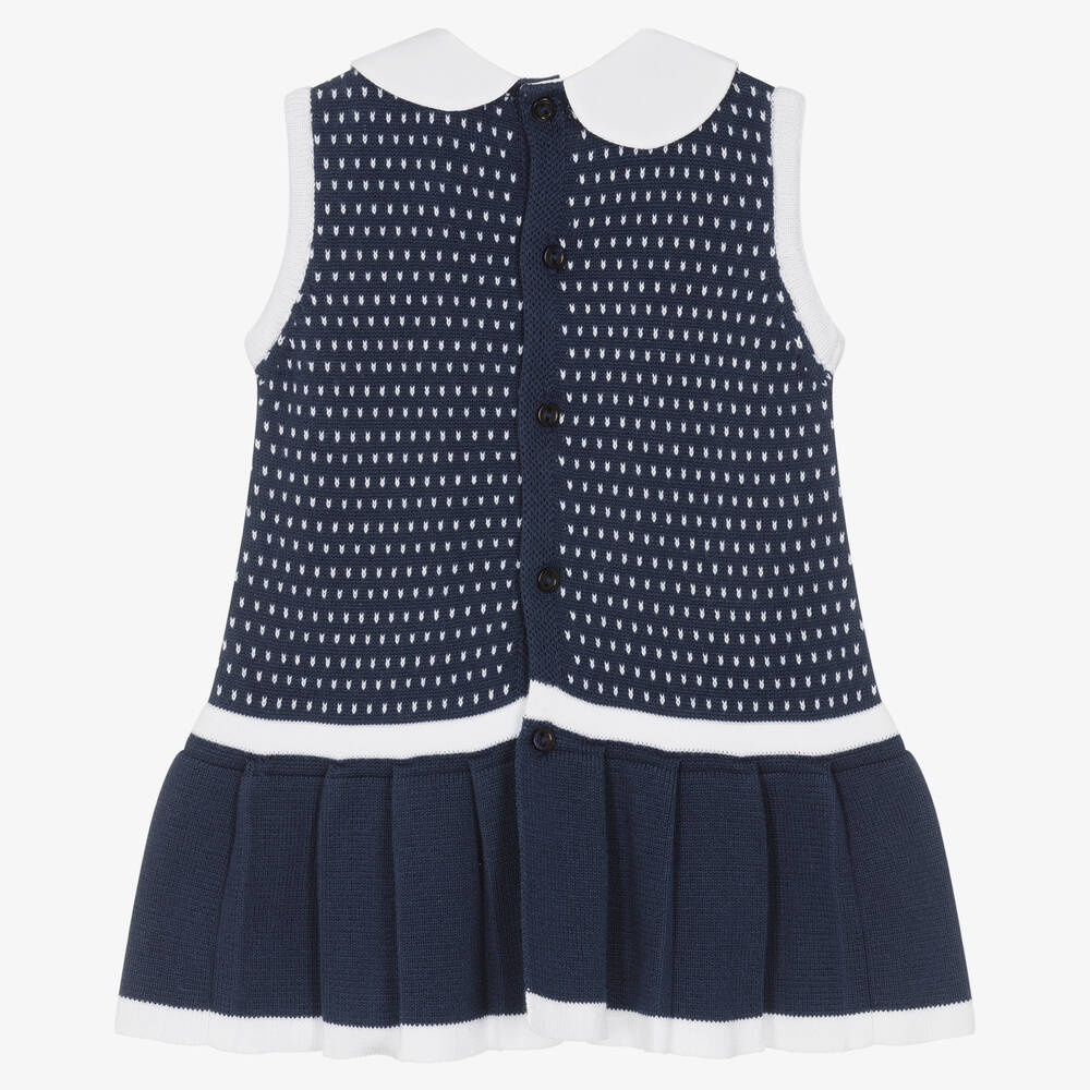 Dr. Kid-Baby Girls Blue Cotton Knit Seagull Dress | Childrensalon Outlet