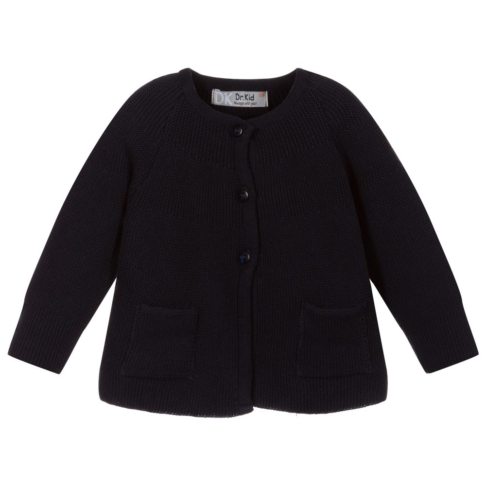 Dr. Kid - Baby Girls Blue Knit Cardigan | Childrensalon