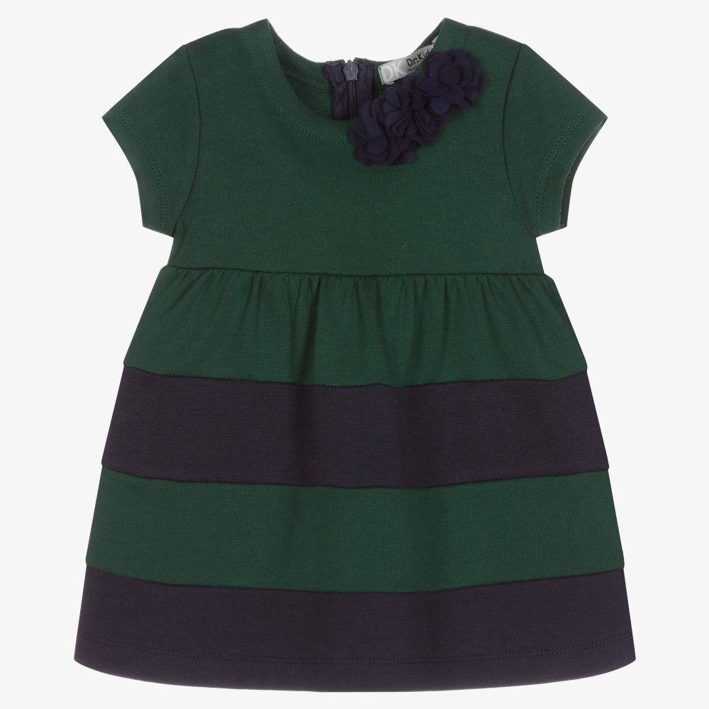 Dr. Kid - Baby Girls Green & Blue Dress | Childrensalon