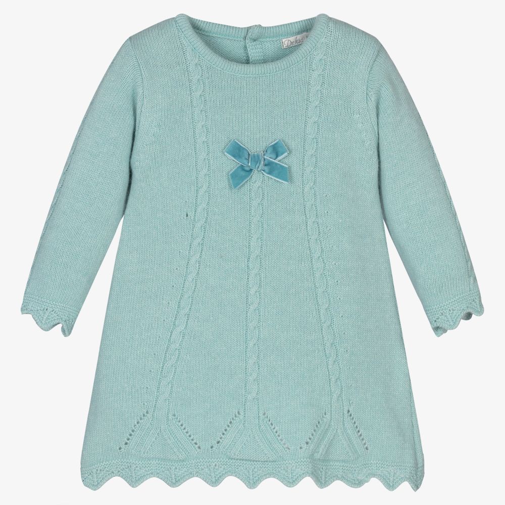Dr. Kid-Baby Girls Green Knitted Dress | Childrensalon Outlet