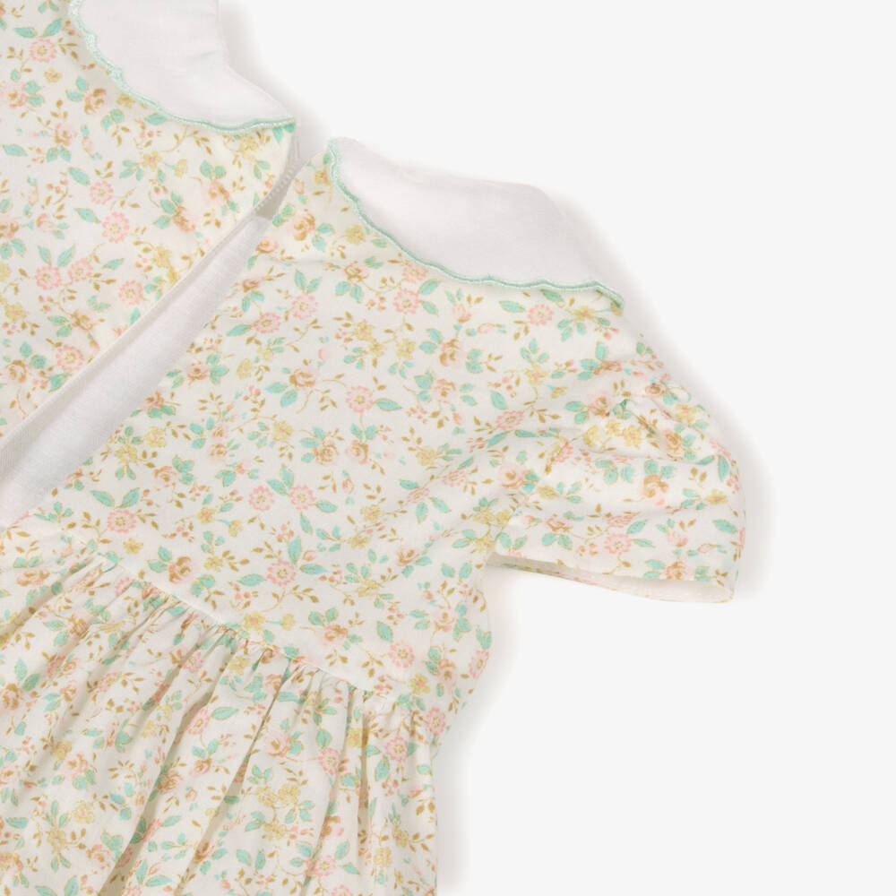 Dr. Kid-Baby Girls Ivory Dress with Smocking & Ditsy Floral Print | Childrensalon Outlet