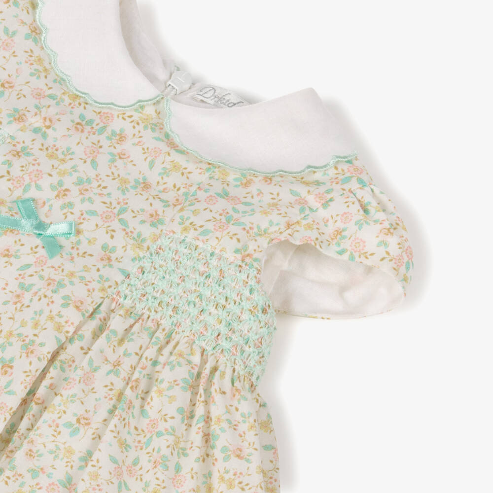 Dr. Kid-Baby Girls Ivory Dress with Smocking & Ditsy Floral Print | Childrensalon Outlet