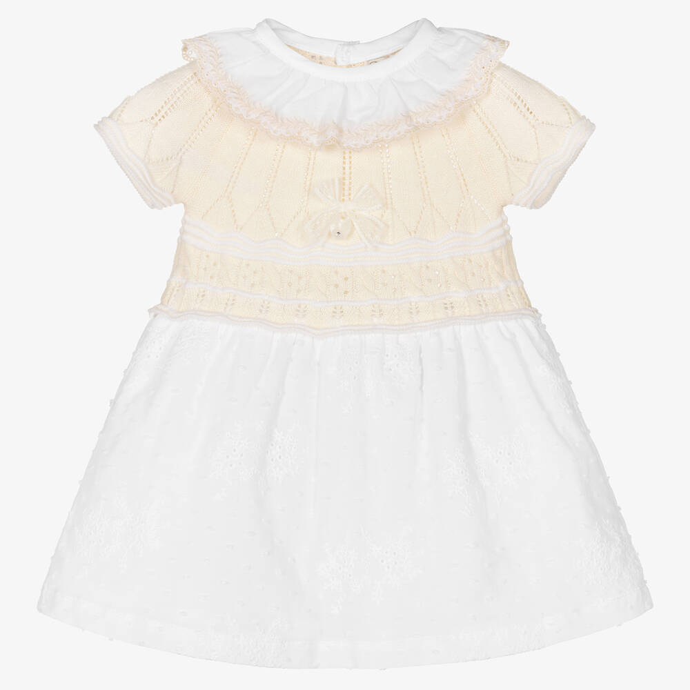 Dr. Kid-Baby Girls Ivory & White Cotton Dress | Childrensalon Outlet