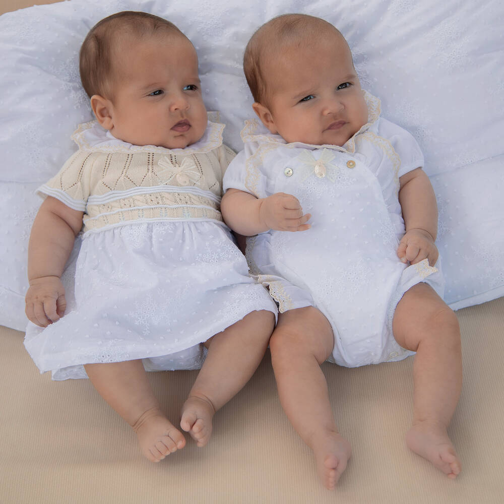 Dr. Kid-Кремово-белое платье из хлопка | Childrensalon Outlet