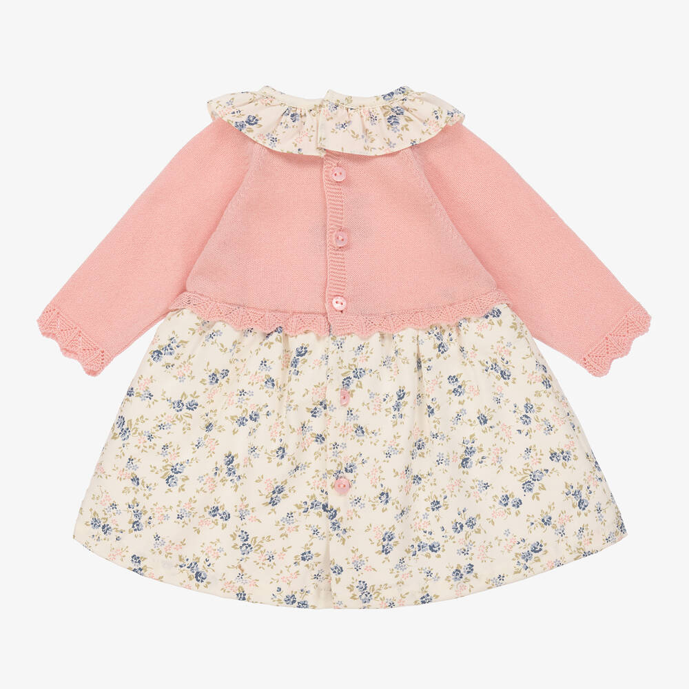 Dr. Kid-Baby Girls Pink & Ivory Floral Cotton Dress | Childrensalon Outlet