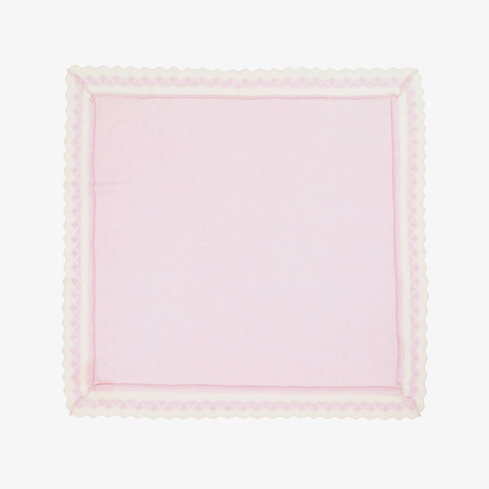Dr. Kid-Baby Girls Pink Knitted Blanket with Velvet Bow | Childrensalon Outlet
