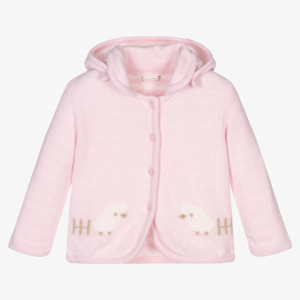 Dr. Kid-Baby Girls Pink Wool Cardigan | Childrensalon Outlet
