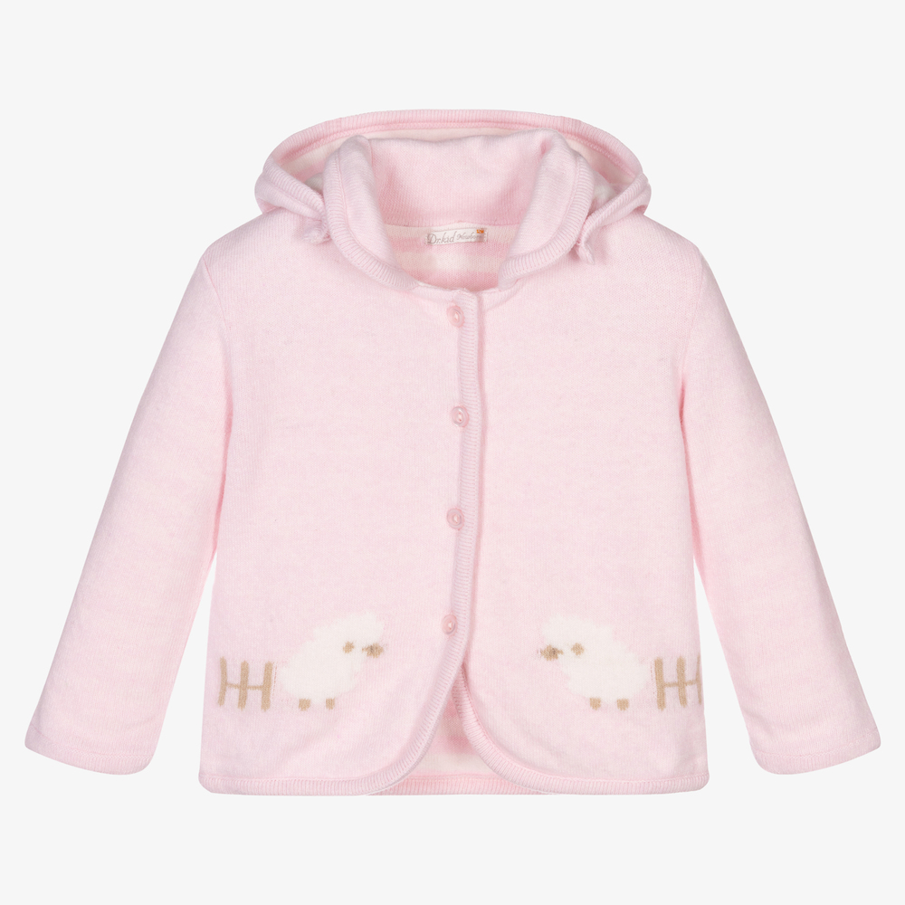 Dr. Kid - Baby Girls Pink Wool Cardigan | Childrensalon