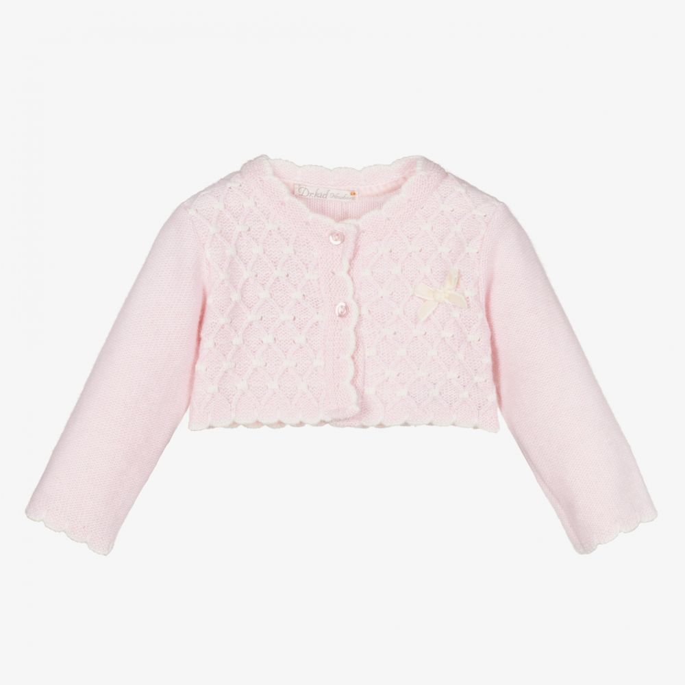 Dr. Kid - Baby Girls Pink Wool Cardigan | Childrensalon