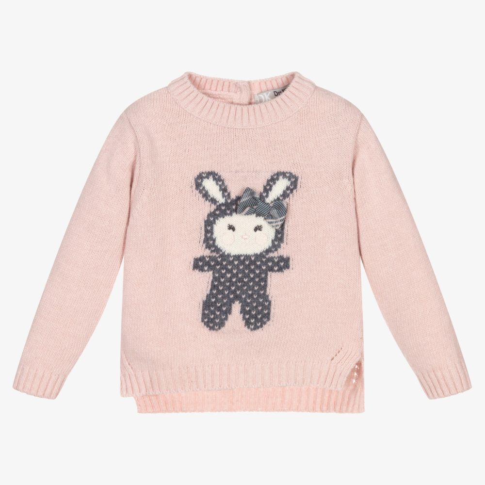 Dr. Kid - Baby Girls Pink Wool Jumper | Childrensalon