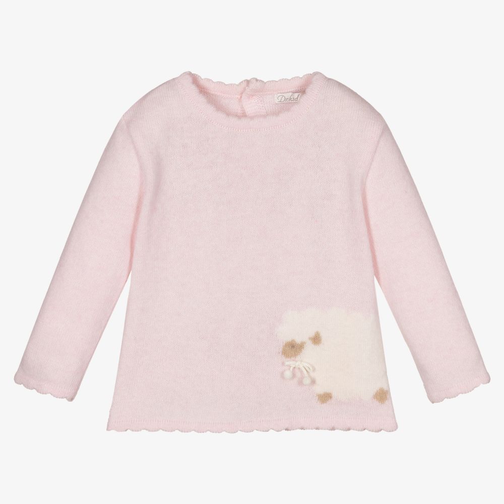 Dr. Kid - Baby Girls Pink Wool Sweater | Childrensalon