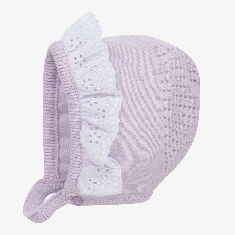 Dr. Kid - Baby Girls Purple Knit Bonnet  | Childrensalon