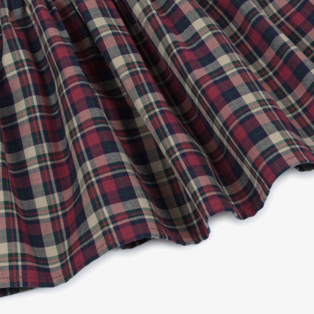 Dr. Kid-فستان قطني بنقشة الترتان الأحمر للبنات | Childrensalon Outlet