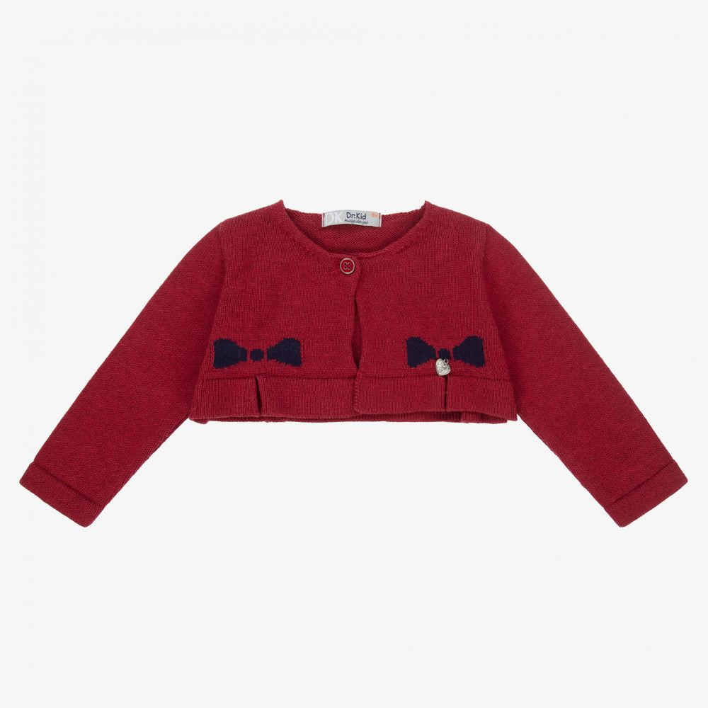 Dr. Kid-Baby Girls Red Cotton Cardigan | Childrensalon Outlet