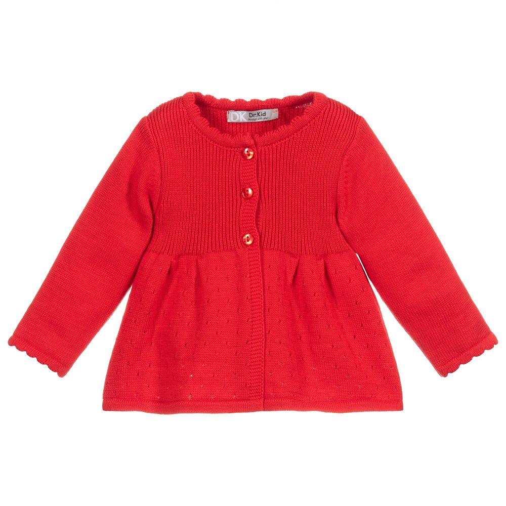 Dr. Kid - Baby Girls Red Knitted Cardian | Childrensalon