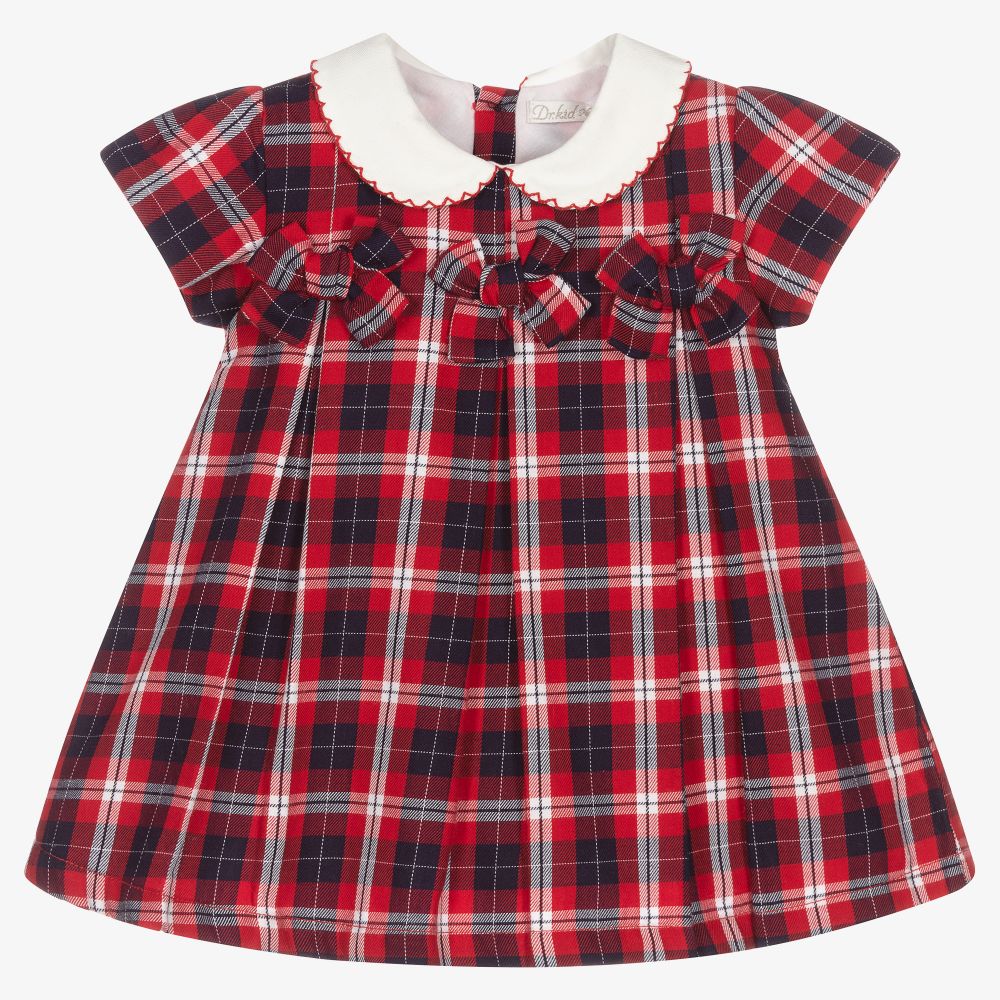 Dr. Kid - Baby Girls Red Tartan Dress | Childrensalon