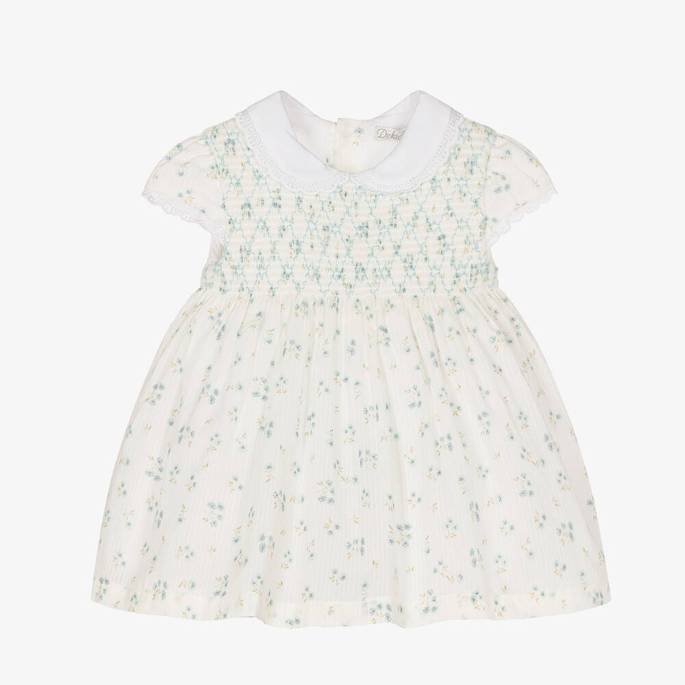 Dr. Kid - Robe bleue et blanche à fleurs bébé | Childrensalon