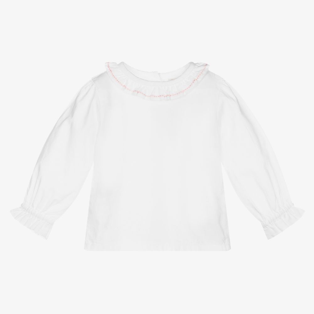 Dr. Kid - Baby Girls White Cotton Blouse | Childrensalon