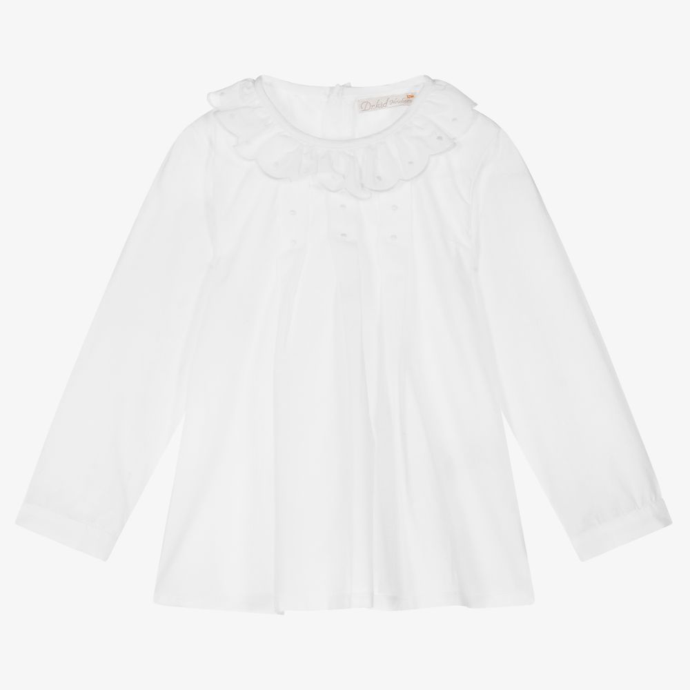 Dr. Kid - Baby Girls White Cotton Blouse | Childrensalon