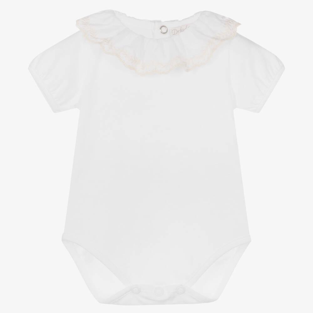 Dr. Kid - Baby Girls White Cotton Bodysuit | Childrensalon