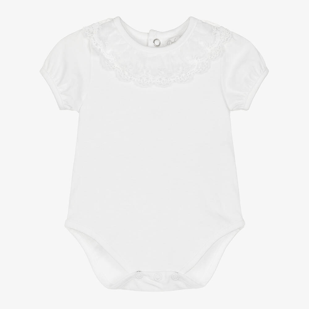 Dr. Kid-Baby Girls White Cotton Bodysuit | Childrensalon Outlet