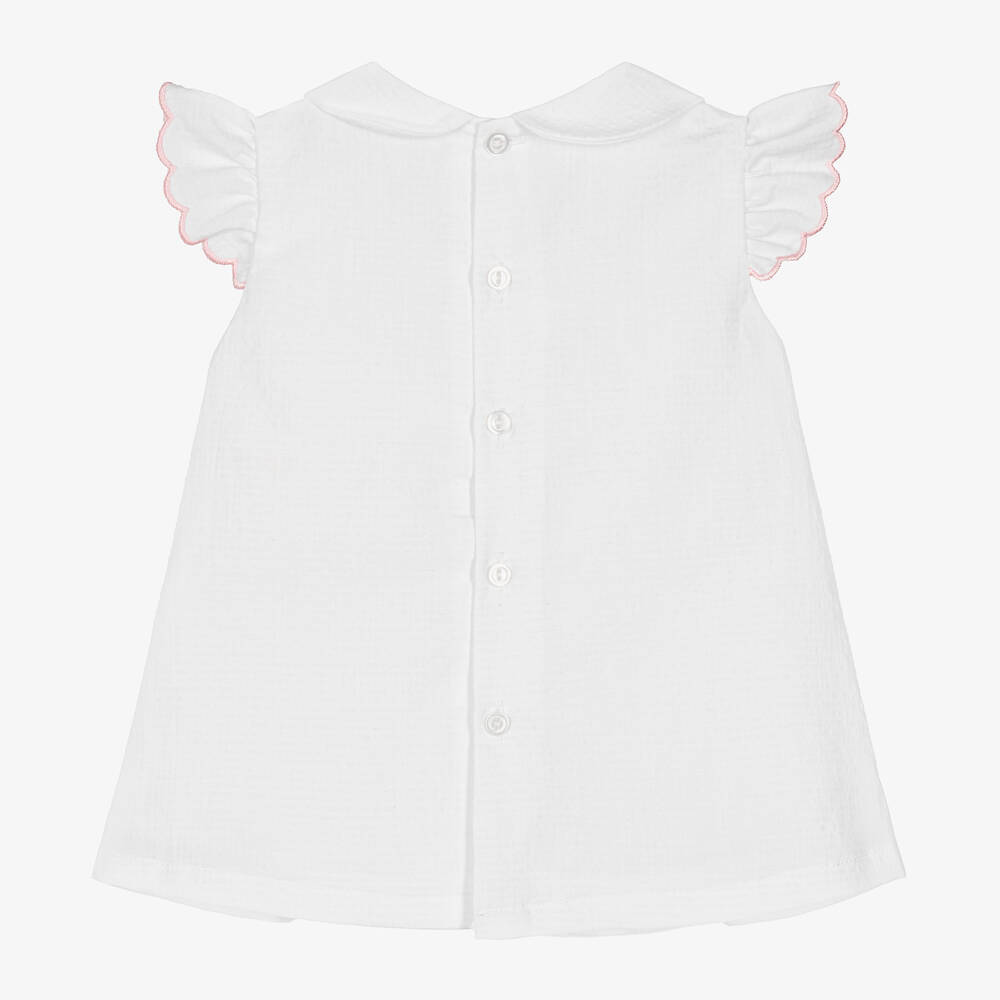 Dr. Kid-Baby Girls White Cotton Dress | Childrensalon Outlet