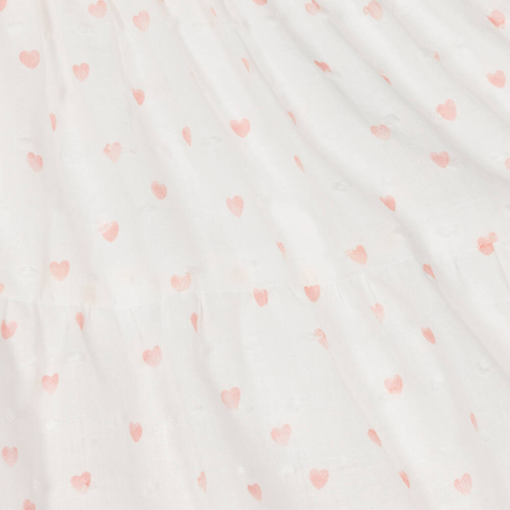 Dr. Kid-فستان قطن لون أبيض وزهري للمولودات | Childrensalon Outlet