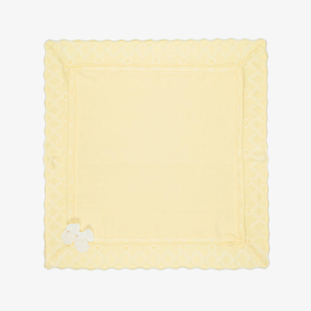 Dr. Kid-Baby Girls Yellow Cotton Knit Blanket (86cm) | Childrensalon Outlet