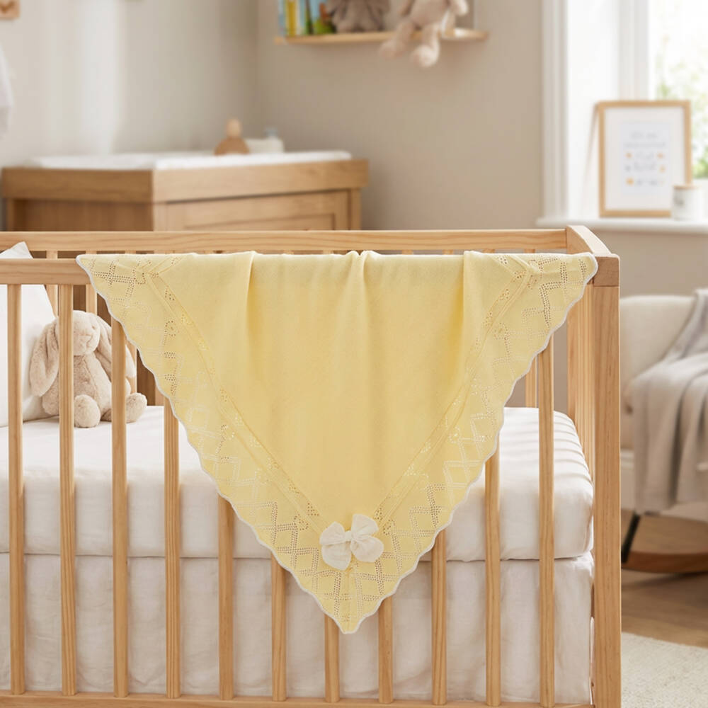 Dr. Kid-Baby Girls Yellow Cotton Knit Blanket (86cm) | Childrensalon Outlet