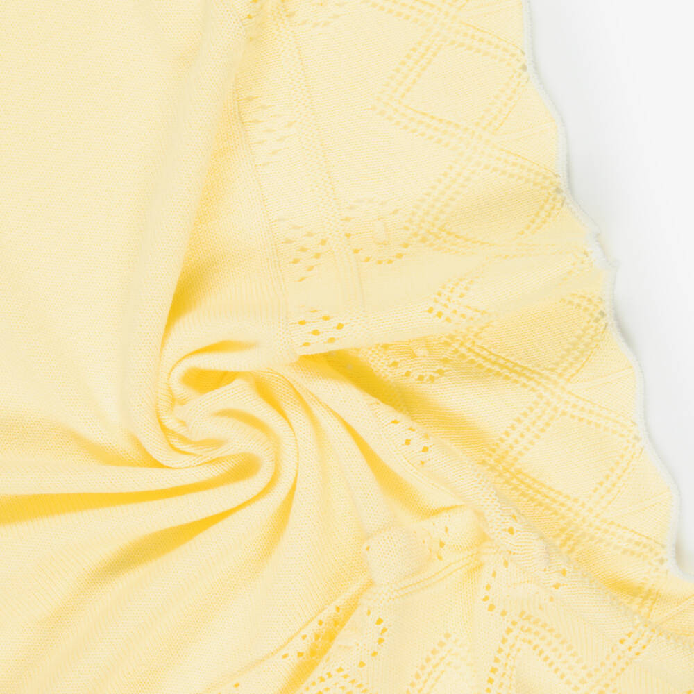 Dr. Kid-Baby Girls Yellow Cotton Knit Blanket (86cm) | Childrensalon Outlet
