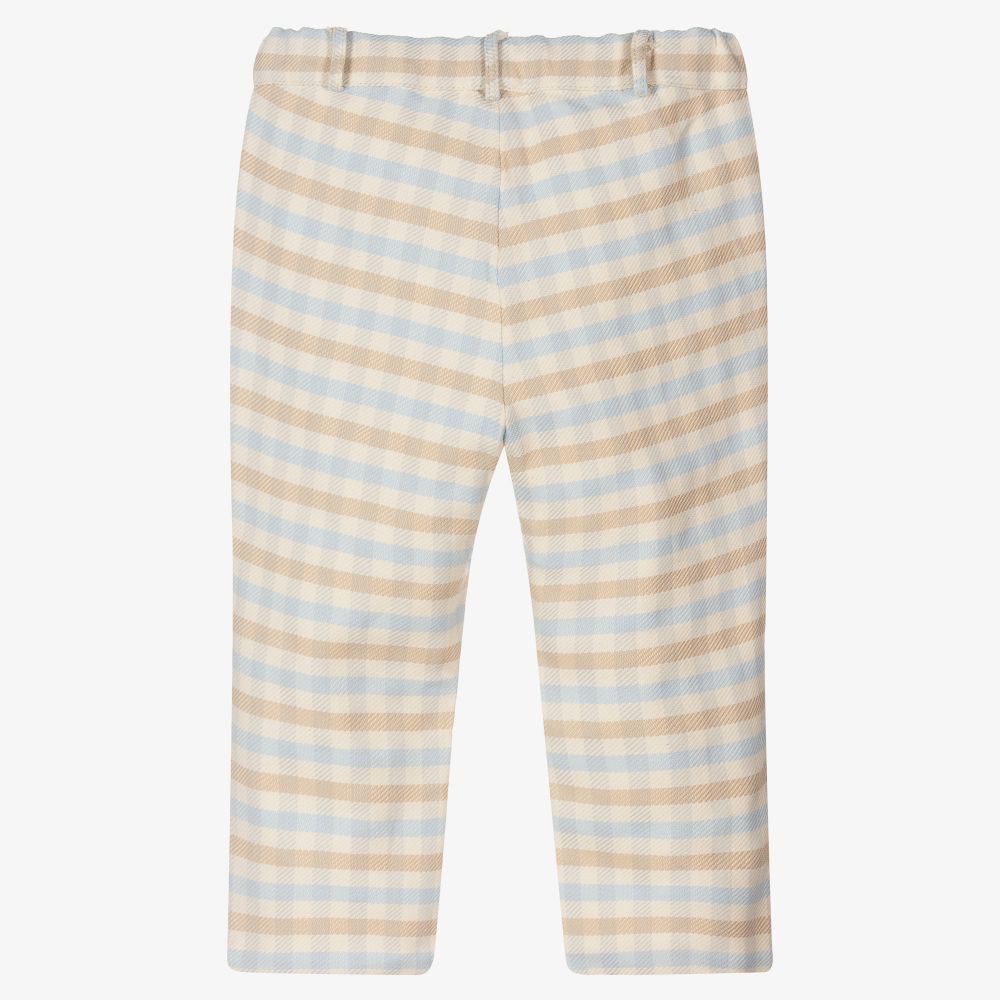 Dr. Kid-Beige Check Cotton Trousers | Childrensalon Outlet
