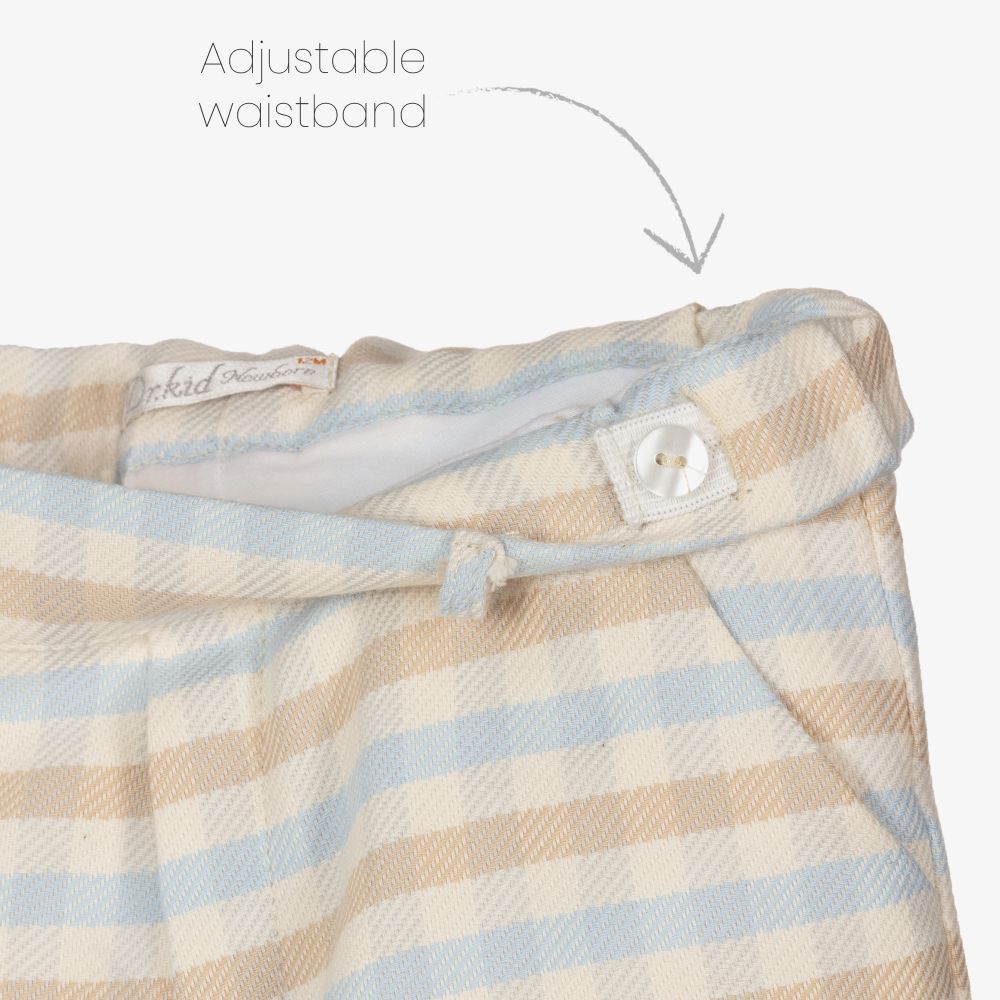 Dr. Kid-Beige Check Cotton Trousers | Childrensalon Outlet
