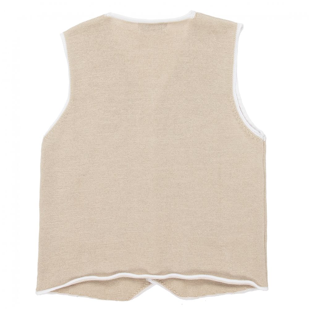 Dr. Kid-Beige Cotton Knit Waistcoat | Childrensalon Outlet