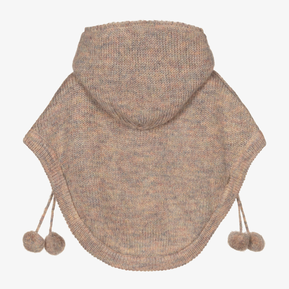Dr. Kid-Beige Marl Hooded Knitted Cape | Childrensalon Outlet