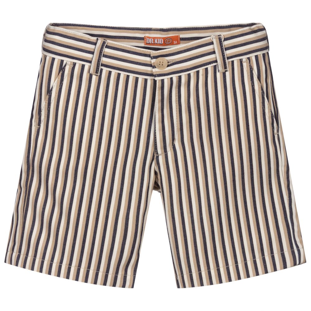 Dr. Kid - Blue & Beige Striped Shorts | Childrensalon