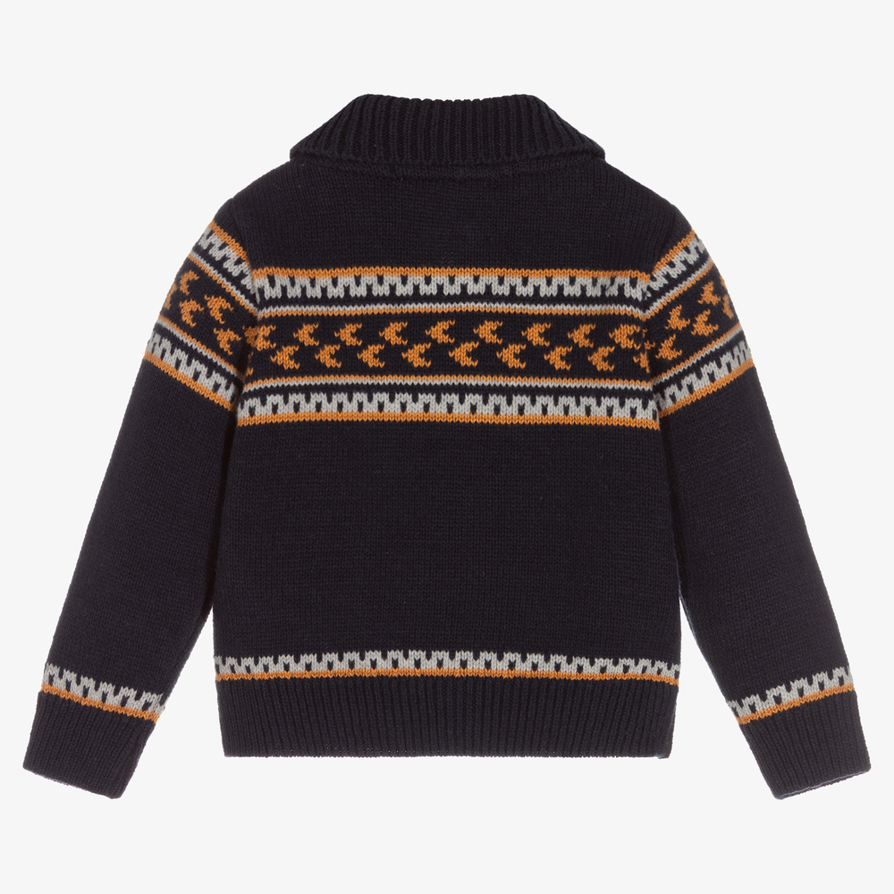 Dr. Kid-Blue Cotton Blend Baby Cardigan | Childrensalon Outlet