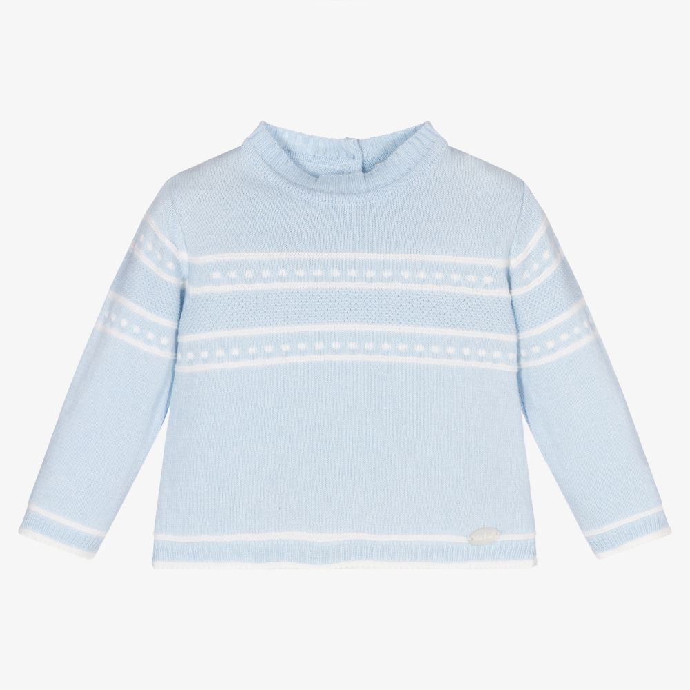 Dr. Kid - Blue Cotton Blend Baby Sweater | Childrensalon