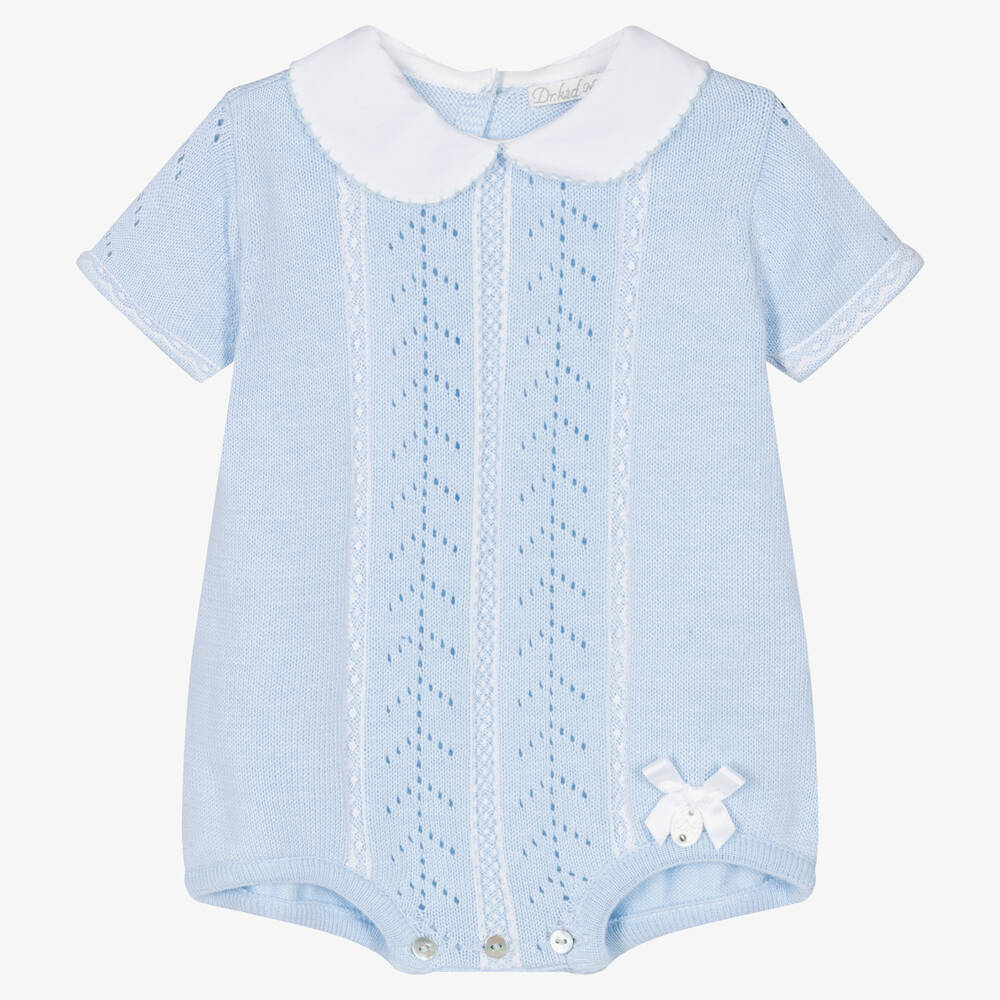 Dr. Kid - Blue Cotton Knit Baby Shortie | Childrensalon