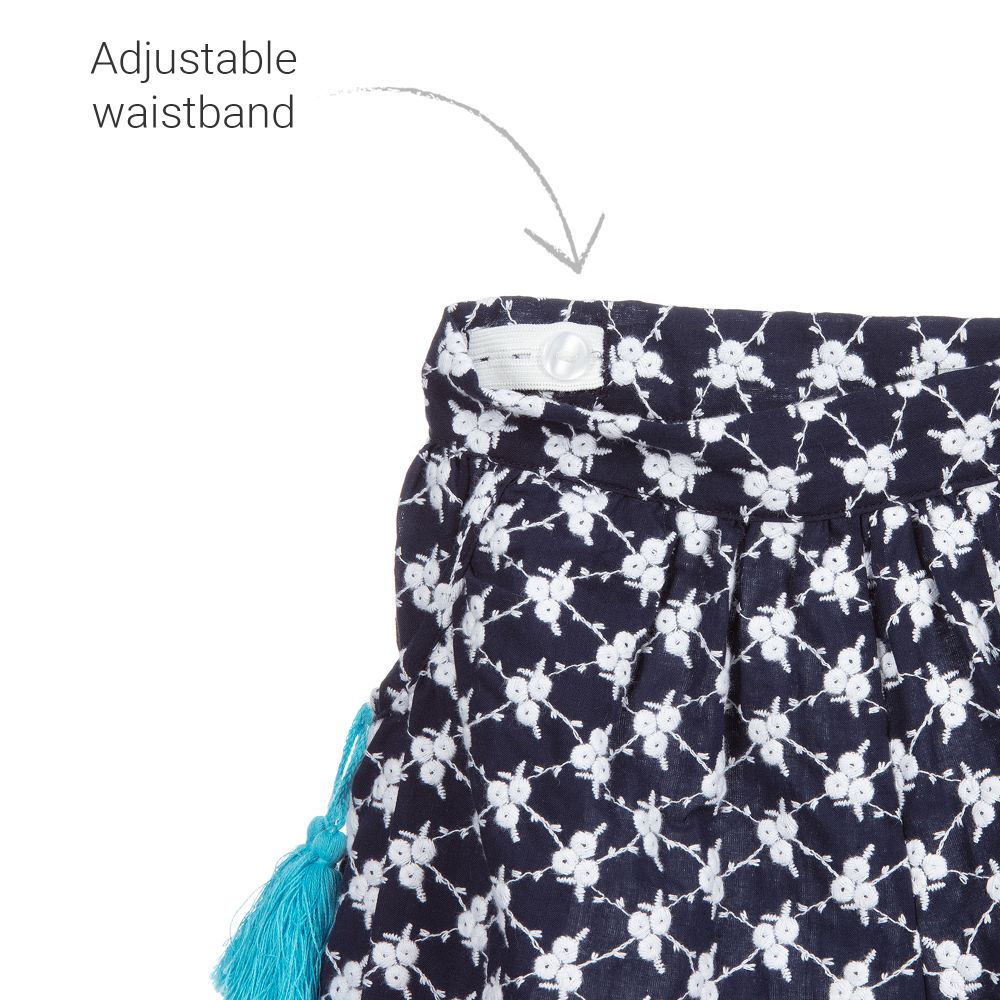 Dr. Kid-Blue Embroidered Cotton Shorts | Childrensalon Outlet