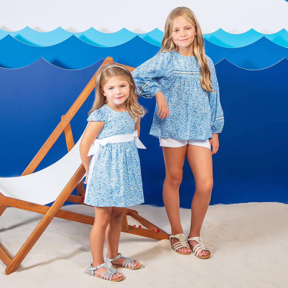 Dr. Kid-Blue Floral Cotton Dress | Childrensalon Outlet