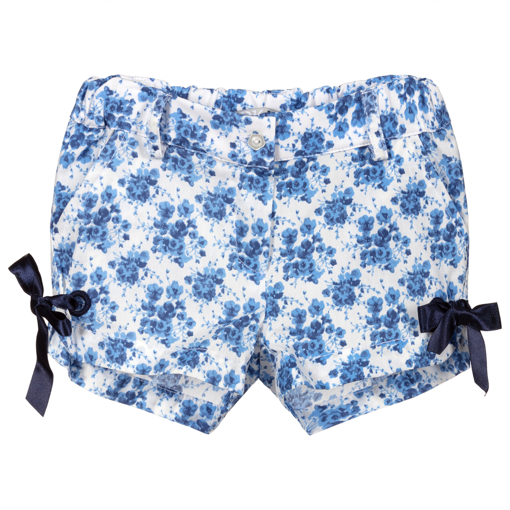 Dr. Kid - Blue Floral Cotton Shorts | Childrensalon