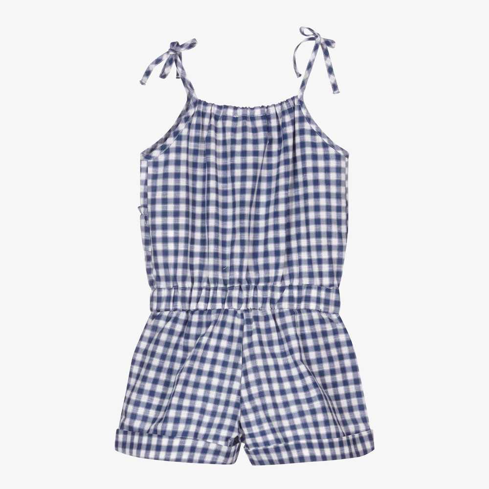Dr. Kid-Blue Gingham Ruffle Playsuit | Childrensalon Outlet
