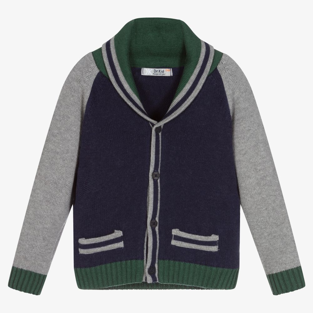 Dr. Kid - Blue & Grey Knitted Cardigan | Childrensalon Outlet