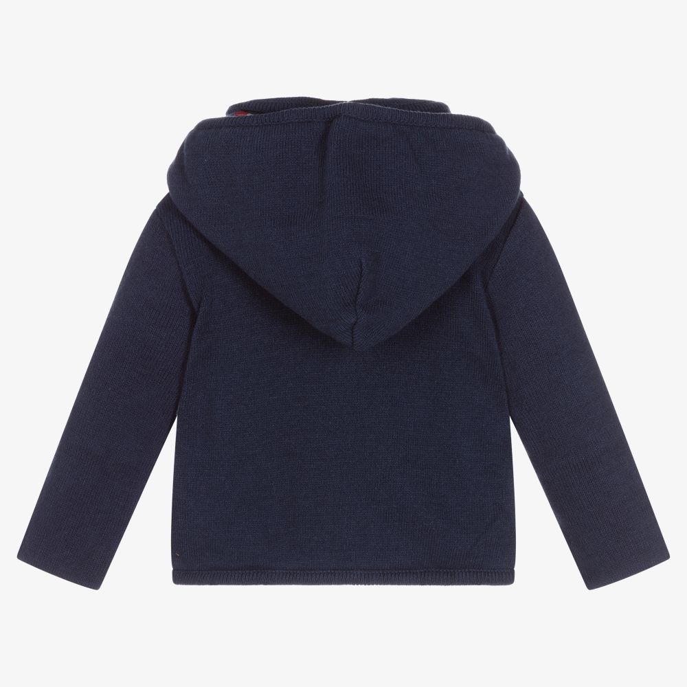 Dr. Kid-Blue Knit Hooded Baby Jacket | Childrensalon Outlet